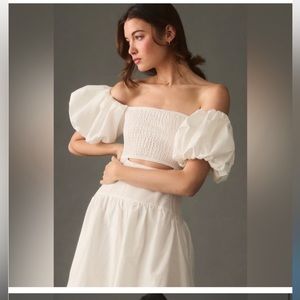 Anthropologie Moon River Off-the-shoulder Cutout Maxi Dress White